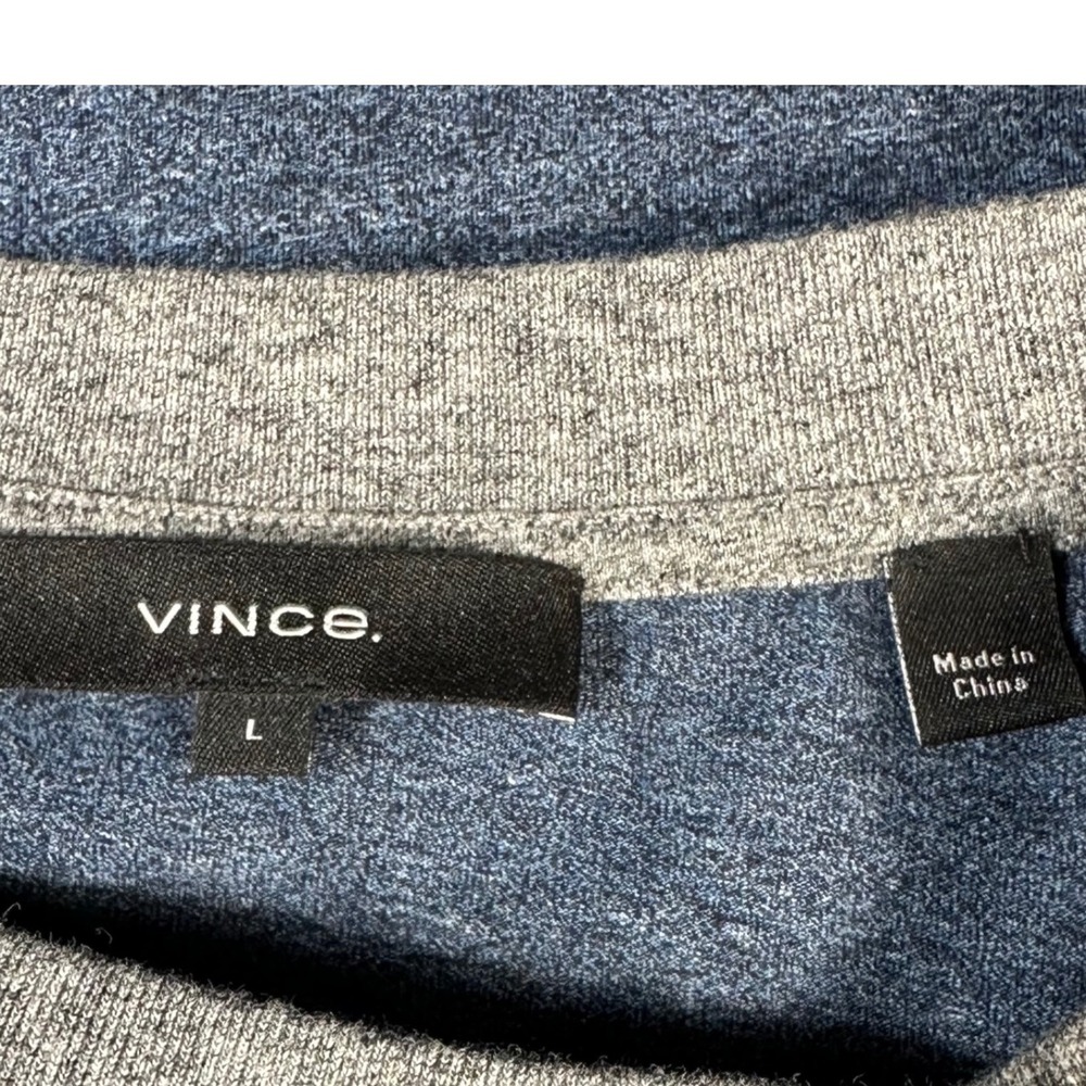 Vince Raglan Long Sleeve Baseball T-Shirt Mens Large Blue Grey Cotton M57999834 - Picture 6 of 9